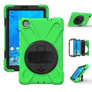 For Lenovo Tab M8 Shockproof Colorful Silicone + PC Protective Case with Holder & Hand Grip Strap & Shoulder Strap(Green)
