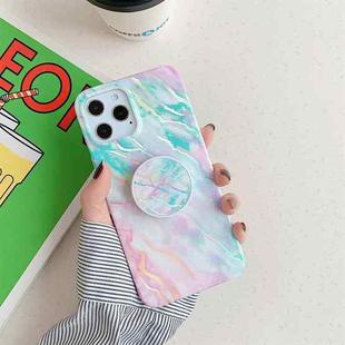 Laser Marble Pattern TPU Protective Case with Folding Holder For iPhone 12 mini(Rainbow)