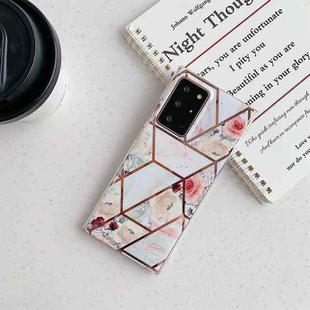 For Samsung Galaxy S20 Plus Electroplating Stitching Pattern Soft TPU Protective Case(Stitching White Flowers)