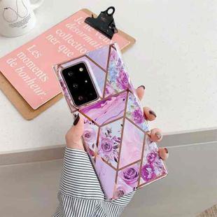 For Samsung Galaxy S20 Ultra Electroplating Stitching Pattern Soft TPU Protective Case(Stitching Purple Flowers)