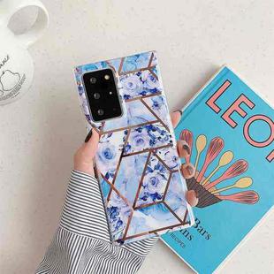 For Samsung Galaxy S20 Ultra Electroplating Stitching Pattern Soft TPU Protective Case(Stitching Blue Flowers)