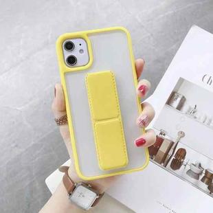 For iPhone 12 mini Transparent Shockproof Matte Protective Case with Wristband & Holder (Yellow)