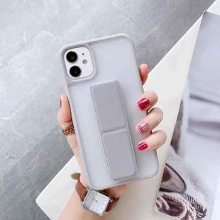 For iPhone 12 Pro Max Transparent Shockproof Matte Protective Case with Wristband & Holder(Gray)