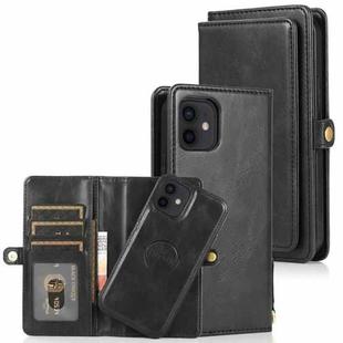 For iPhone 12 mini Multiple Card Slots Detachable Magnetic Horizontal Flip Leather Case with Card Slots & Holder & Wallet (Black)