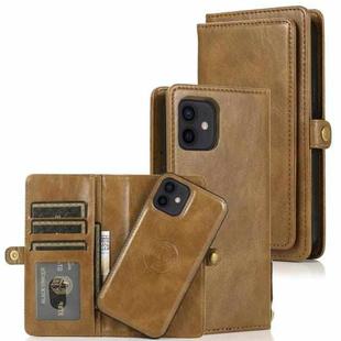 For iPhone 12 mini Multiple Card Slots Detachable Magnetic Horizontal Flip Leather Case with Card Slots & Holder & Wallet (Brown)