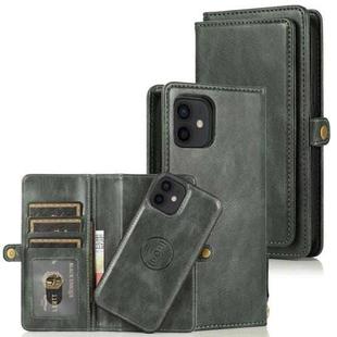 For iPhone 12 mini Multiple Card Slots Detachable Magnetic Horizontal Flip Leather Case with Card Slots & Holder & Wallet (Dark Green)