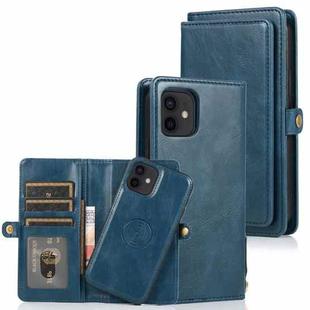 For iPhone 12 mini Multiple Card Slots Detachable Magnetic Horizontal Flip Leather Case with Card Slots & Holder & Wallet (Navy Blue)