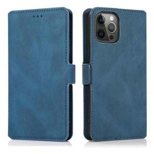 For iPhone 12 Pro Max Retro Magnetic Closing Clasp Horizontal Flip Leather Case with Holder & Card Slots & Photo Frame & Wallet(Navy Blue)