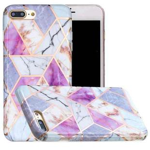 Full Plating Splicing Gilding Protective Case For iPhone 7 Plus / 8 Plus(Purple White Marble Color Matching)
