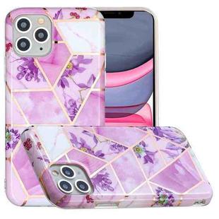 For iPhone 11 Pro Full Plating Splicing Gilding Protective Case (Purple Flowers Color Matching)