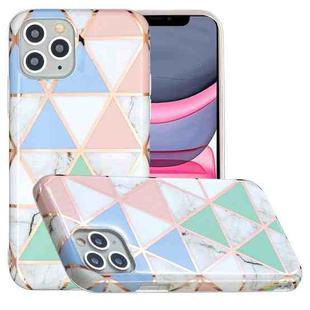 For iPhone 11 Pro Max Full Plating Splicing Gilding Protective Case (Blue White Green Pink Color Matching)