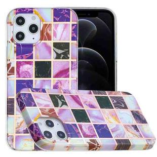 For iPhone 12 / 12 Pro Full Plating Splicing Gilding Protective Case(Square Color Matching)
