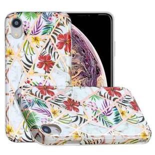 For iPhone XR Full Plating Splicing Gilding Protective Case(Tropical Rainforest Color Matching)