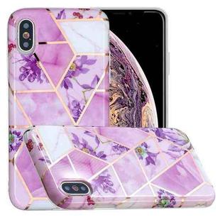 For iPhone X / XS Full Plating Splicing Gilding Protective Case(Purple Flowers Color Matching)