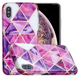 For iPhone X / XS Full Plating Splicing Gilding Protective Case(Rose Red Purple Color Matching)