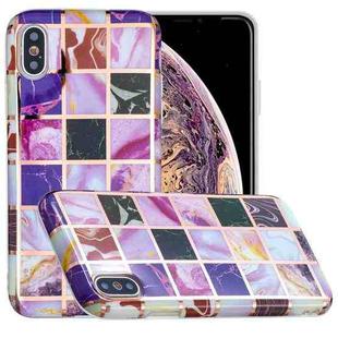 For iPhone X / XS Full Plating Splicing Gilding Protective Case(Square Color Matching)