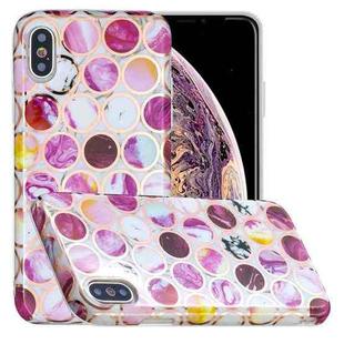 For iPhone X / XS Full Plating Splicing Gilding Protective Case(Round Color Matching)