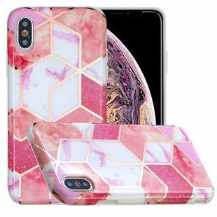 For iPhone XS Max Full Plating Splicing Gilding Protective Case(Cherry Glitter Color Matching)