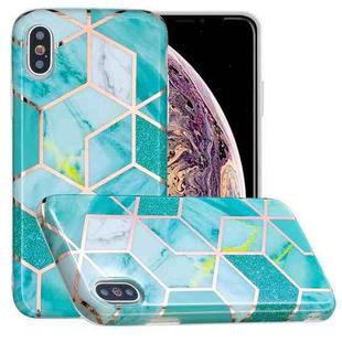 For iPhone XS Max Full Plating Splicing Gilding Protective Case(Green Glitter Color Matching)