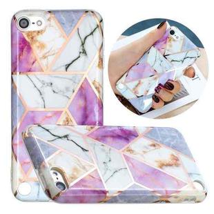 Full Plating Splicing Gilding Protective Case For iPod Touch 6 / 5(Purple White Marble Color Matching)
