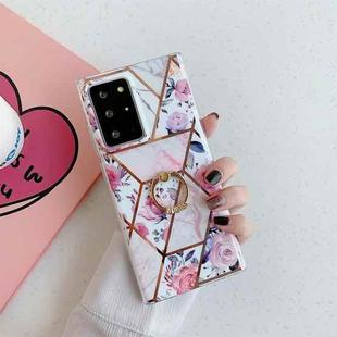 For Samsung Galaxy S20 Ultra Electroplating Stitching Pattern Soft TPU Protective Case with Ring Holder(Stitching Retro Flowers)