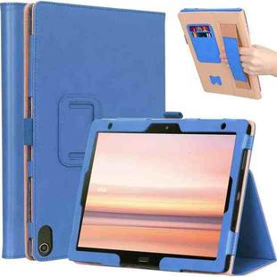 WY-606C For Sharp Dtab D-41A (2020) Retro Texture PU + TPU Horizontal Flip Leather Case with Holder & Card Slots & Hand Strap(Blue)