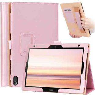WY-606C For Sharp Dtab D-41A (2020) Retro Texture PU + TPU Horizontal Flip Leather Case with Holder & Card Slots & Hand Strap(Rose Gold)