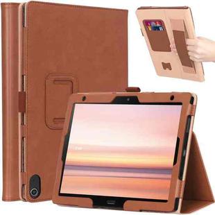 WY-606C For Sharp Dtab D-41A (2020) Retro Texture PU + TPU Horizontal Flip Leather Case with Holder & Card Slots & Hand Strap(Brown)