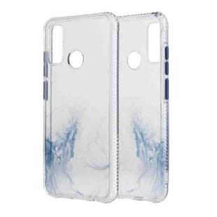 For Huawei P Smart (2020) Marble Pattern Glittery Powder Shockproof TPU Case with Detachable Buttons(Light Blue)