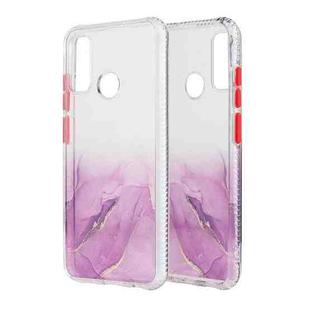 For Huawei P Smart (2020) Marble Pattern Glittery Powder Shockproof TPU Case with Detachable Buttons(Purple)