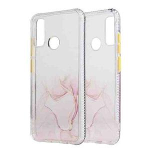 For Huawei P Smart (2020) Marble Pattern Glittery Powder Shockproof TPU Case with Detachable Buttons(Pink)