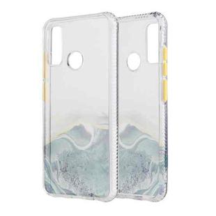 For Huawei P Smart (2020) Marble Pattern Glittery Powder Shockproof TPU Case with Detachable Buttons(Green)