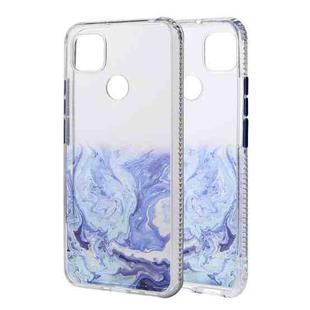For Xiaomi Redmi 9C Marble Pattern Glittery Powder Shockproof TPU Case with Detachable Buttons(Blue)