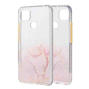 For Xiaomi Redmi 9C Marble Pattern Glittery Powder Shockproof TPU Case with Detachable Buttons(Pink)