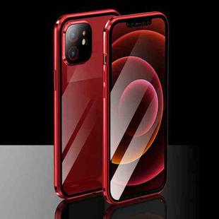Electroplating Frame Double Sides Tempered Glass Magnetic Adsorption Case For iPhone 12 mini(Red)