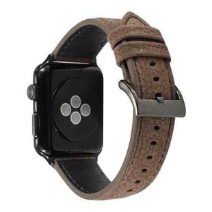 Litchi Texture Genuine Leather Watch Band For Apple Watch Series 7 41mm / 6 & SE & 5 & 4 40mm / 3 & 2 & 1 38mm(Khaki)