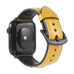 Genuine Leather Watch Band For Apple Watch Series 7 41mm / 6 & SE & 5 & 4 40mm / 3 & 2 & 1 38mm(Yellow)