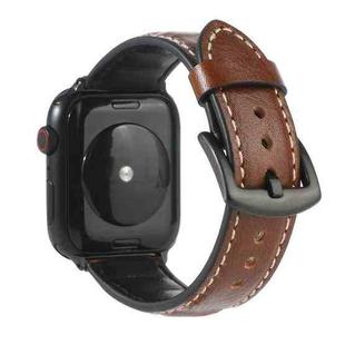 Genuine Leather Watch Band For Apple Watch Series 7 41mm / 6 & SE & 5 & 4 40mm / 3 & 2 & 1 38mm(Dark Brown)