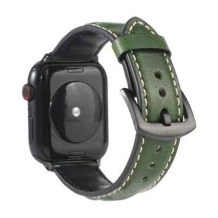 Genuine Leather Watch Band For Apple Watch Series 7 45mm / 6 & SE & 5 & 4 44mm / 3 & 2 & 1 42mm(Green)