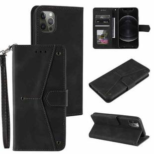Stitching Calf Texture Horizontal Flip Leather Case with Holder & Card Slots & Wallet For iPhone 12 / 12 Pro(Black)