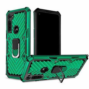 For Motorola Moto G8 Power Cool Armor PC + TPU Shockproof Case with 360 Degree Rotation Ring Holder(Dark Green)