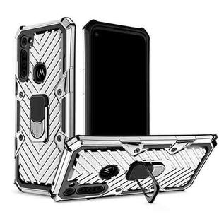 For Motorola Moto G8 Power Cool Armor PC + TPU Shockproof Case with 360 Degree Rotation Ring Holder(Silver)