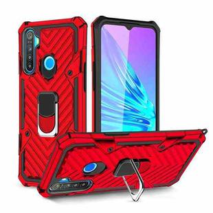 For OPPO Realme 5 Cool Armor PC + TPU Shockproof Case with 360 Degree Rotation Ring Holder(Red)