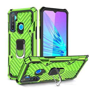 For OPPO Realme 5 Cool Armor PC + TPU Shockproof Case with 360 Degree Rotation Ring Holder(Green)