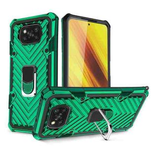 For Xiaomi Poco X3 NFC Cool Armor PC + TPU Shockproof Case with 360 Degree Rotation Ring Holder(Dark Green)
