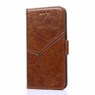 For Motorola Moto E6s (2020) Geometric Stitching Horizontal Flip TPU + PU Leather Case with Holder & Card Slots & Wallet(Light Brown)