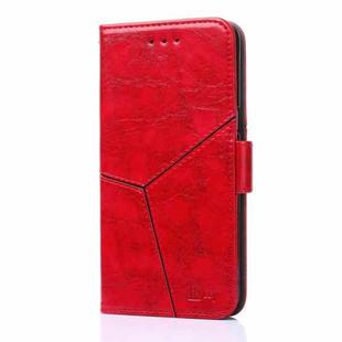 For Motorola Moto E6s (2020) Geometric Stitching Horizontal Flip TPU + PU Leather Case with Holder & Card Slots & Wallet(Red)