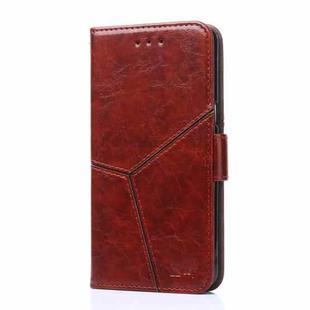 For Motorola Moto E7 / E (2020) Geometric Stitching Horizontal Flip TPU + PU Leather Case with Holder & Card Slots & Wallet(Dark Brown)