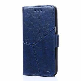 For OnePlus 6 Geometric Stitching Horizontal Flip TPU + PU Leather Case with Holder & Card Slots & Wallet(Blue)