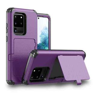 For Samsung Galaxy S20+ Dustproof Pressure-proof Shockproof PC + TPU Case with Card Slot & Mirror(Purple)